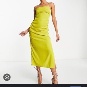 Zara Elegant Lime Green Midi Dress